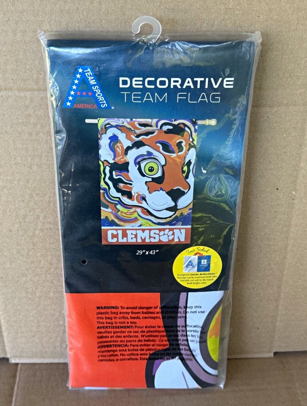 Team Sports America Clemson Tigers Flag 29" x 43" Multicolor Officially Licensed